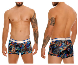 Unico 24100100104 Calamo trunks color 99-black vibrant abstract wave patterned men’s boxer briefs with white waistband