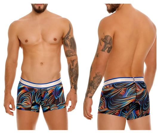 Unico 24100100104 Calamo trunks color 99-black vibrant abstract wave patterned men’s boxer briefs with white waistband