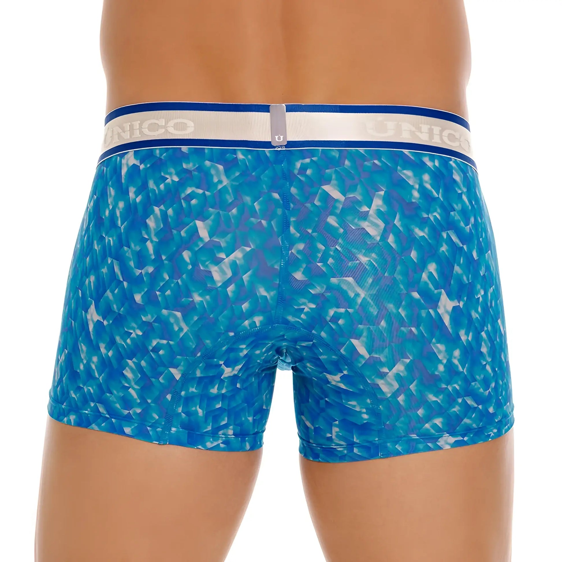 Unico 24100100106 palindromo trunks blue patterned boxer briefs with geometric design and elastic waistband