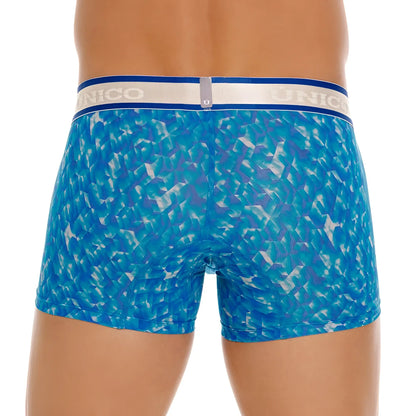 Unico 24100100106 palindromo trunks blue patterned boxer briefs with geometric design and elastic waistband