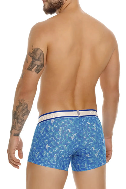 Unico 24100100106 palindromo trunks blue patterned boxer briefs with white and blue elastic waistband