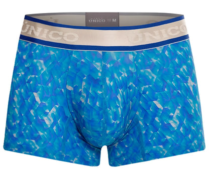 Unico 24100100106 palindromo trunks blue men’s boxer briefs with geometric pattern and elastic waistband