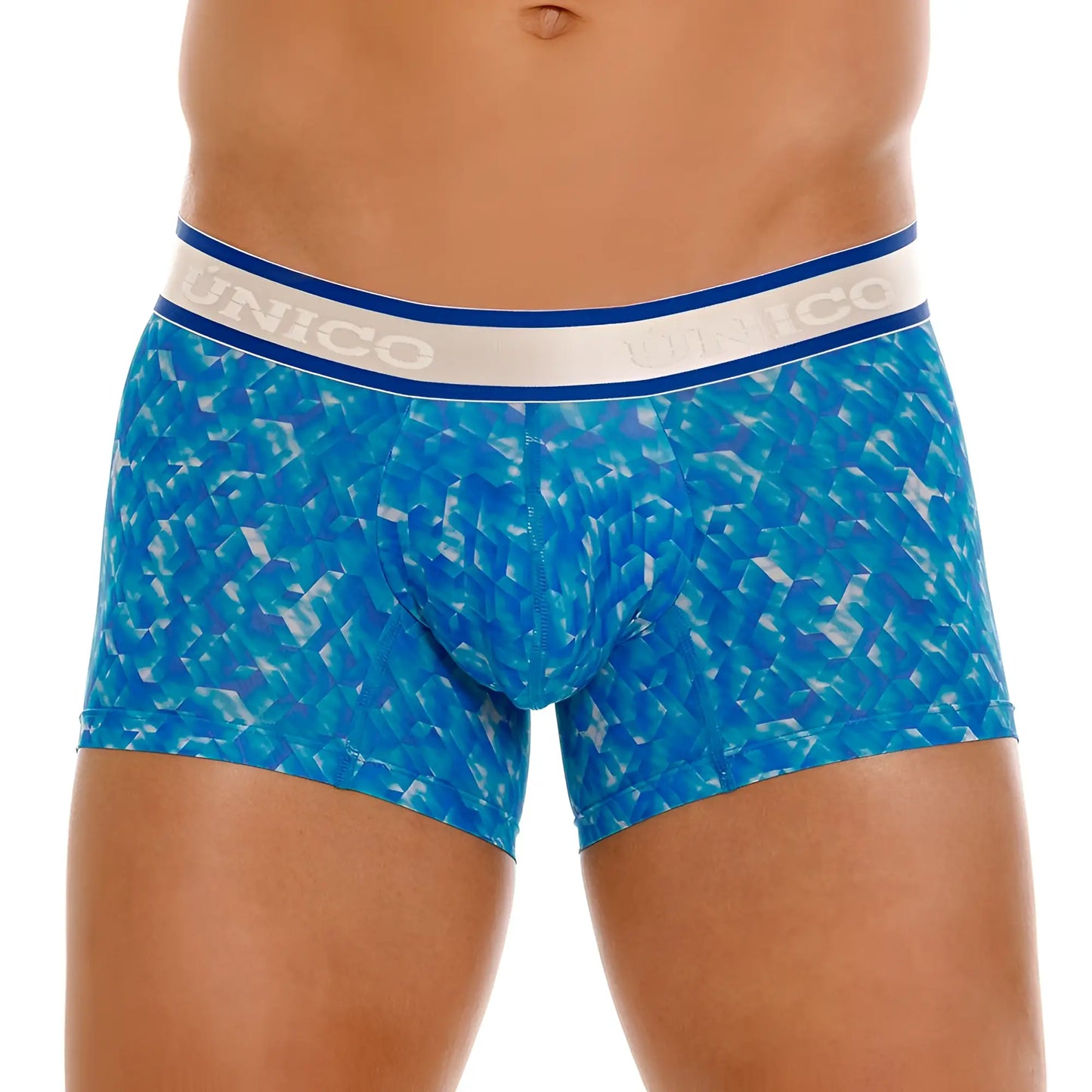 Blue patterned unico 24100100106 palindromo men’s boxer briefs with white and blue elastic waistband