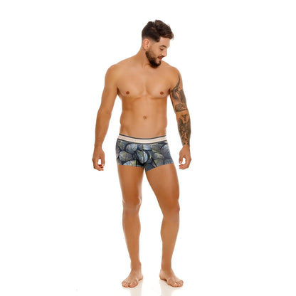 Unico Resplandecer trunks in color 59-gray featuring blue patterned boxer briefs with a white waistband