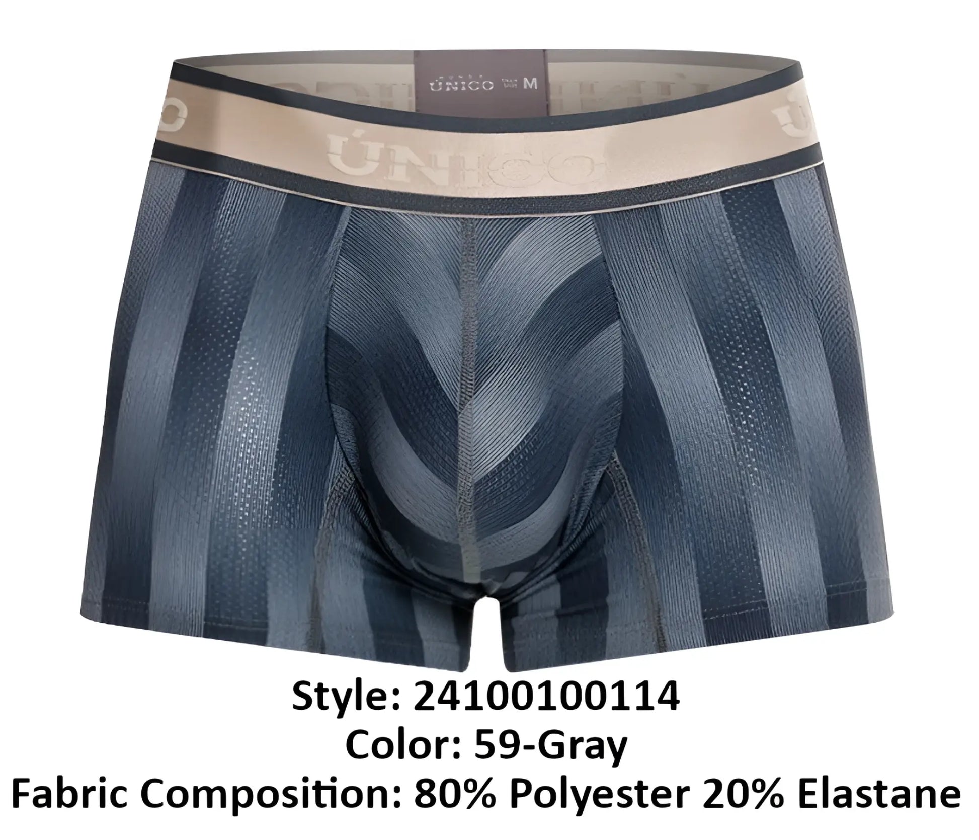 Unico 24100100114 ejes trunks gray striped men’s boxer briefs with elastic waistband and brand logo