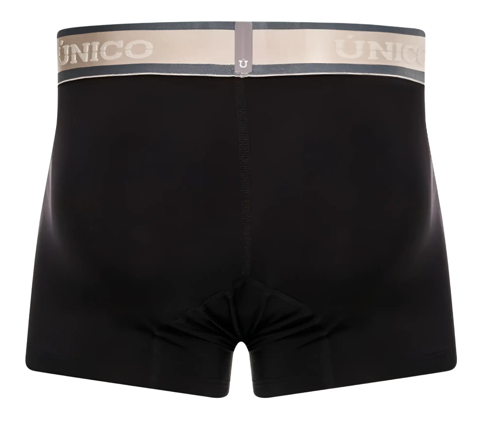 Black unico 24100100126 tamiz boxer briefs with gray beige elastic waistband and white brand name lettering
