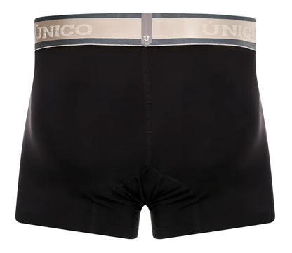 Black unico 24100100126 tamiz boxer briefs with gray beige elastic waistband and white brand name lettering