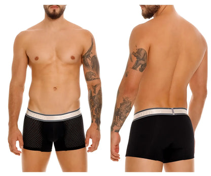 Black mesh boxer briefs with white and gray elastic waistband unico 24100100126 tamiz trunks color 99-black