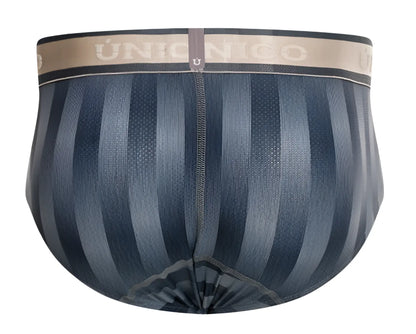 Dark blue striped union nico men’s briefs with beige waistband branded unico 24100101114 color 59 gray