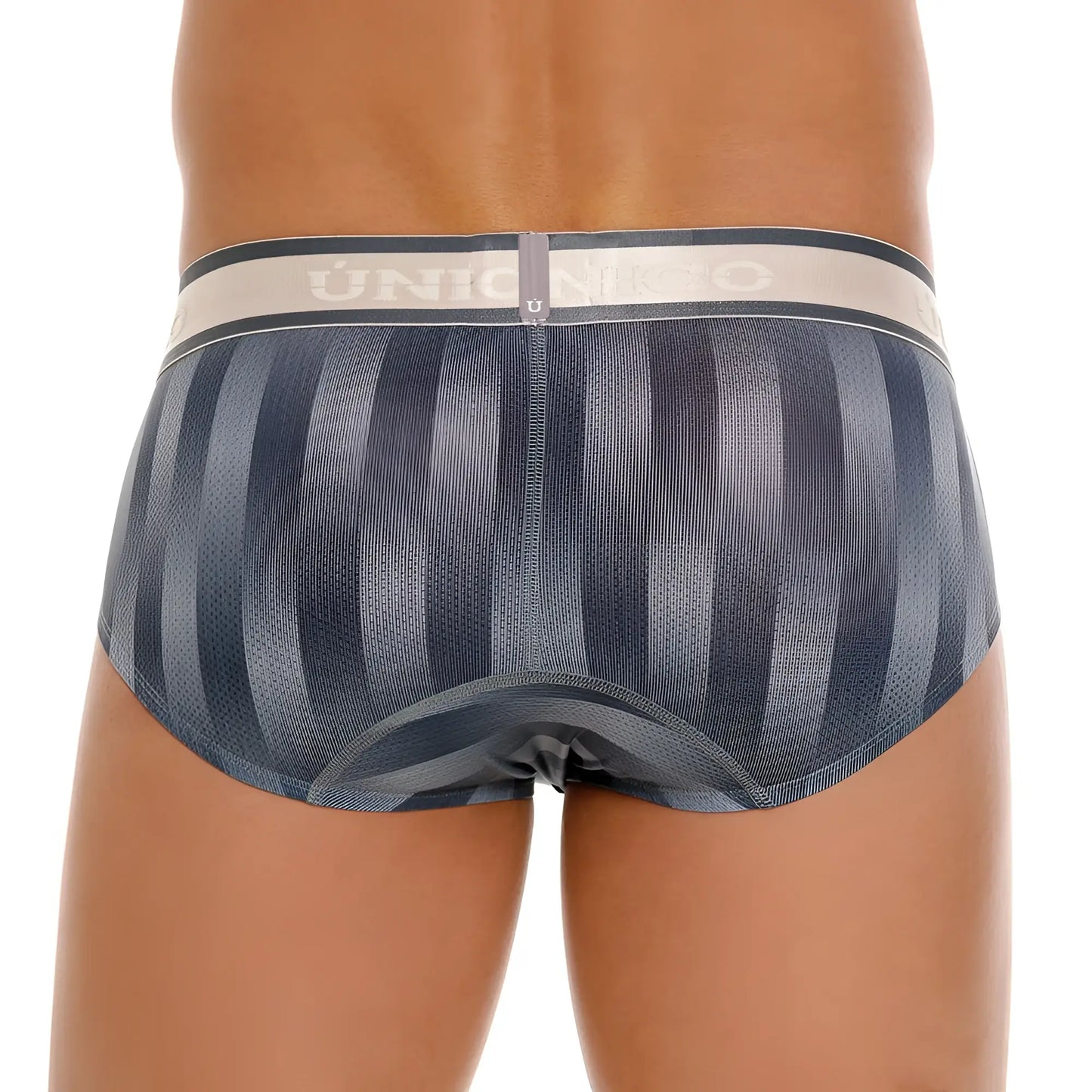 Unico 24100101114 ejes briefs gray striped union jack design with contrasting light gray waistband for comfortable fit