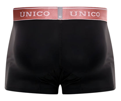 Unico 24110100108 oro rosa black boxer briefs with pink waistband and white brand name lettering