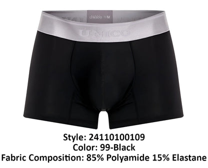 Black unico 24110100109 argento men’s boxer briefs with silver waistband in color 99-black for comfortable wear