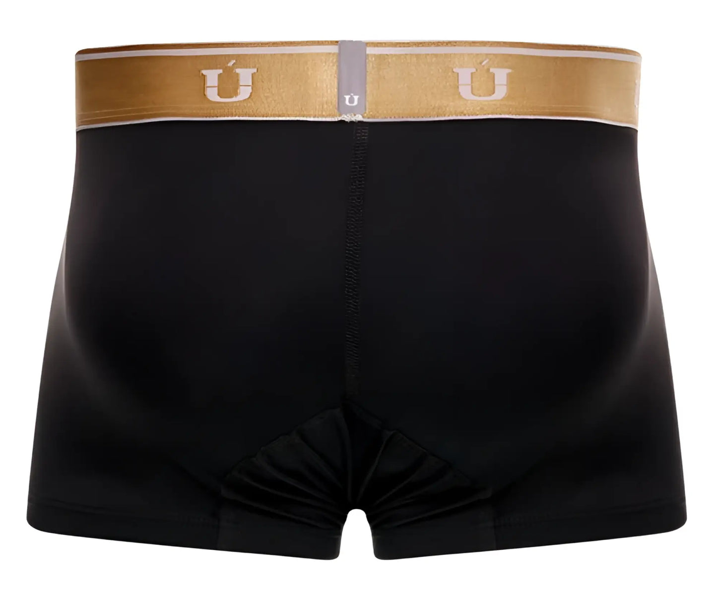 Black unicó lingote trunks briefs with gold waistband and white ú logo in color 99 black front view