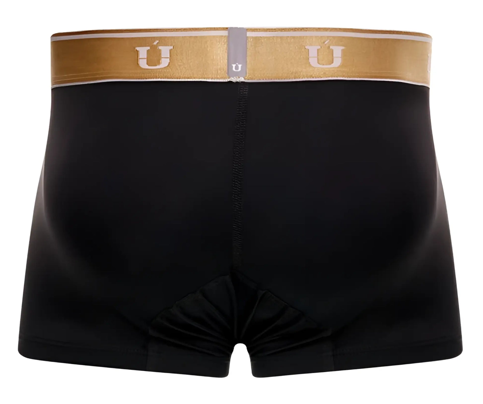 Black unicó lingote trunks briefs with gold waistband and white ú logo in color 99 black front view