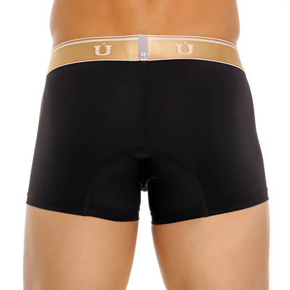 Black unico 24110100110 lingote trunks briefs with gold and white waistband featuring u logo in color 99 black