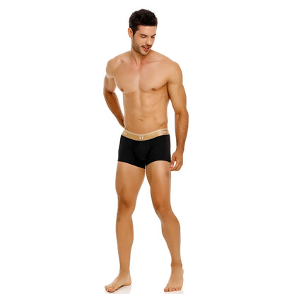 Black men’s briefs unico 24110100110 lingote trunks with gold waistband and brand logo in color 99 black
