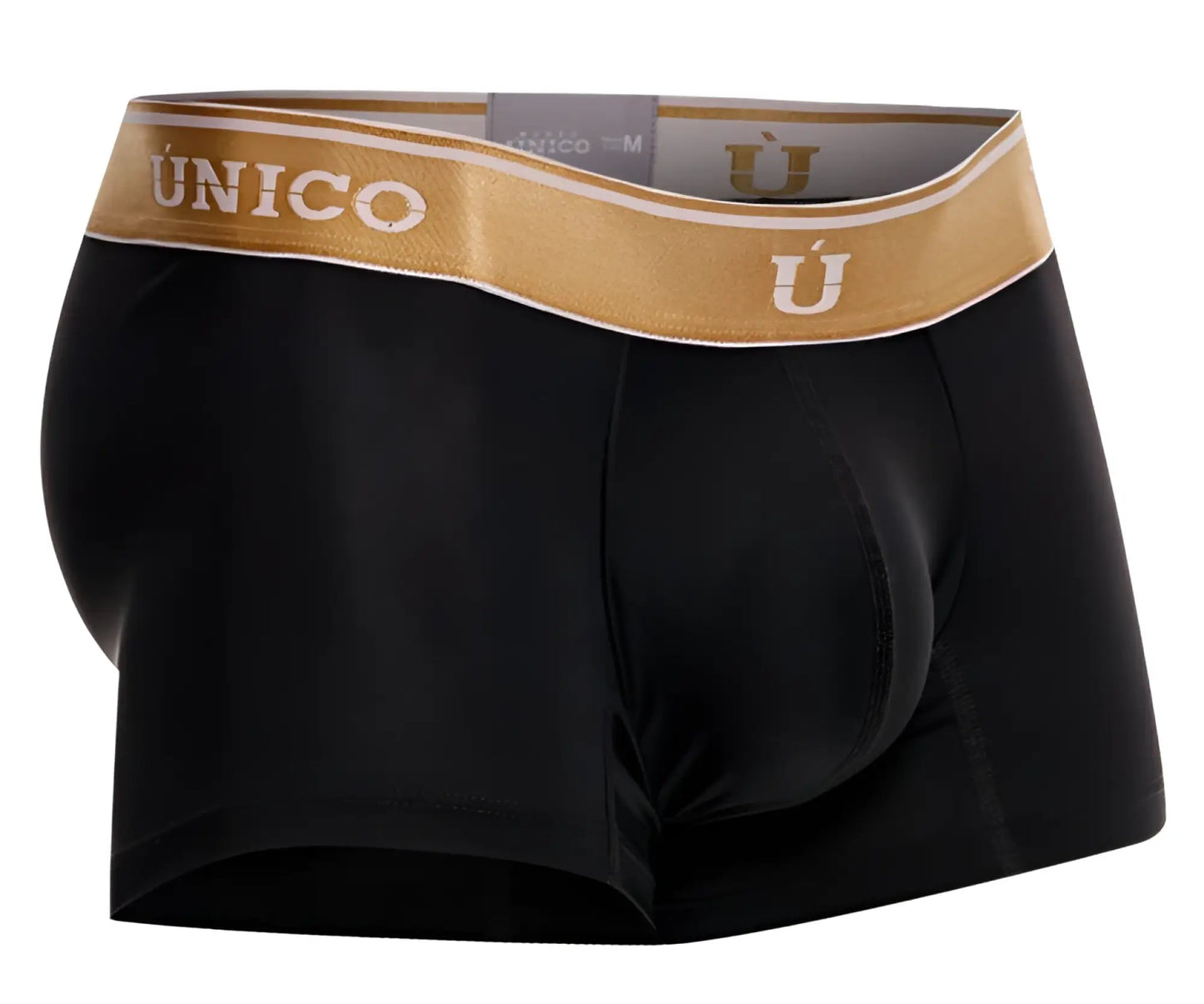 Black unico 24110100110 lingote men’s briefs with gold waistband featuring brand name and logo