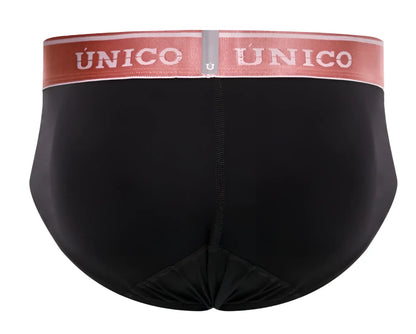 Black unico 24110101108 oro rosa men’s briefs with red waistband and white brand lettering in color 99-black