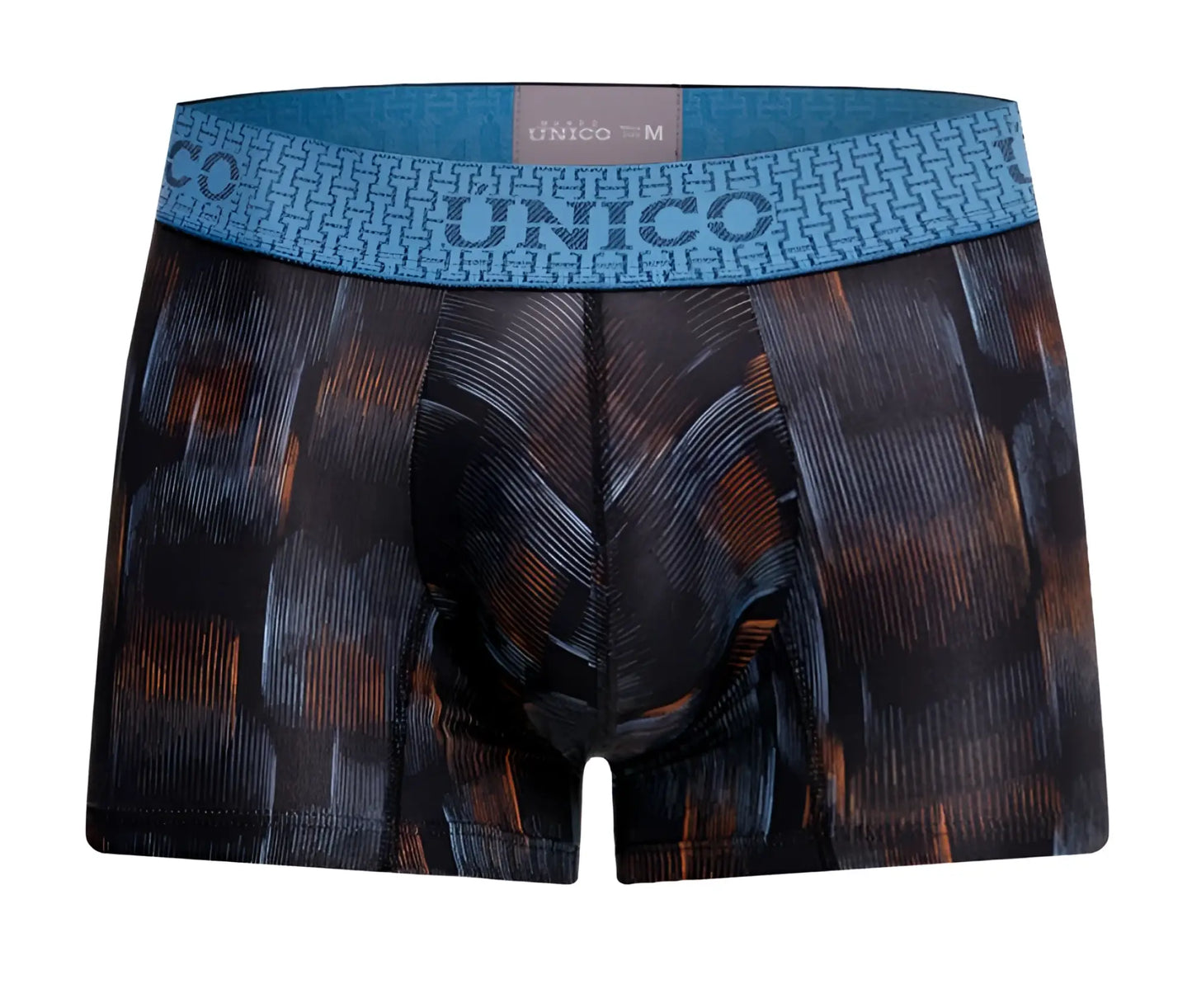 Blue and black patterned unico 25020100102 epitome trunks with textured abstract design men’s boxer briefs