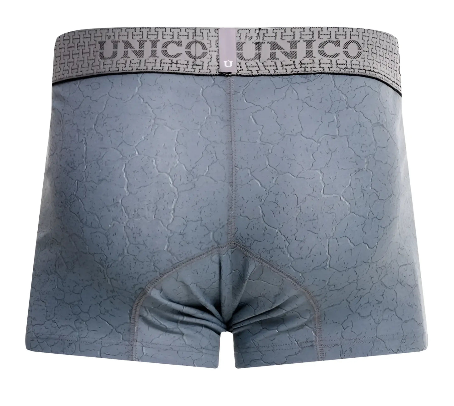 Gray unico boxer briefs with cracked texture pattern and branded waistband in baldio trunks color 59-gray