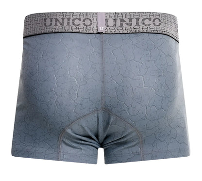 Gray unico boxer briefs with cracked texture pattern and branded waistband in baldio trunks color 59-gray