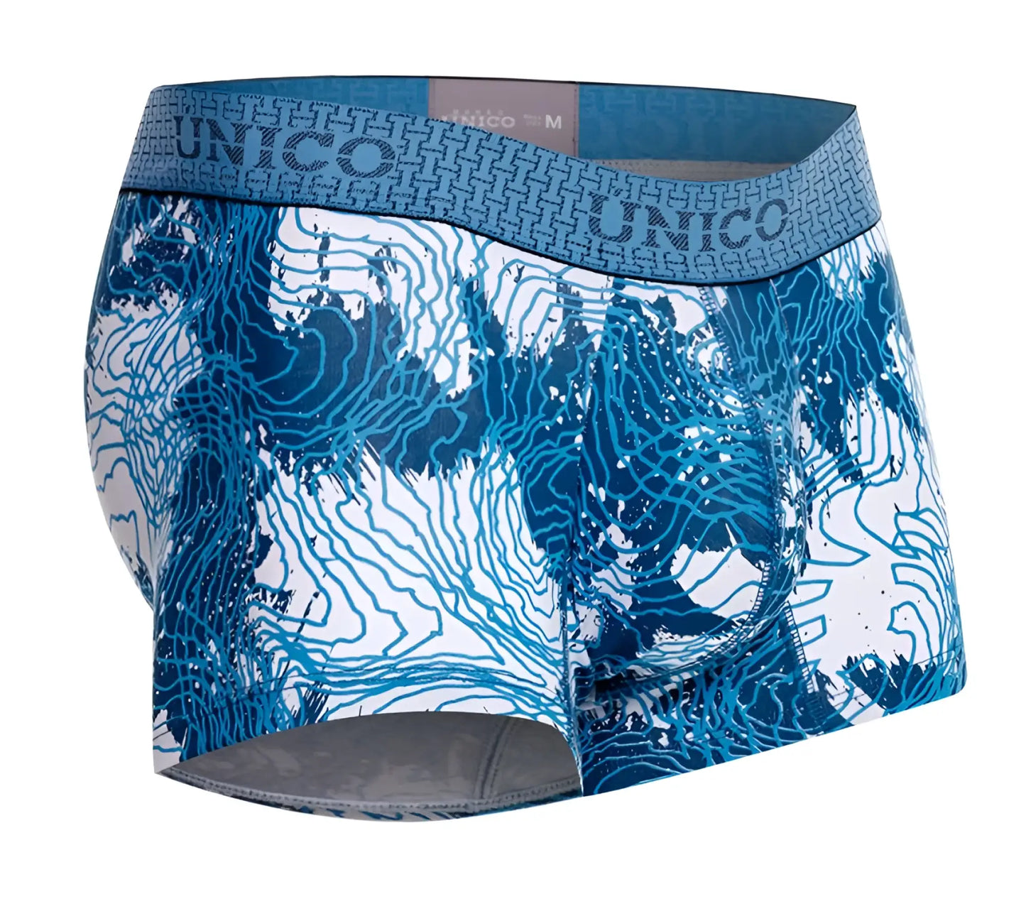 Blue and white patterned unico 25020100117 barniz trunks men’s boxer briefs with topographic map design