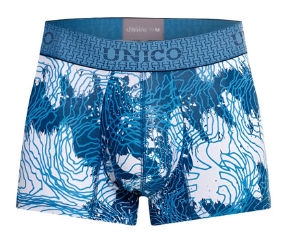 Unico 25020100117 barniz trunks color 46-blue men’s blue and white patterned boxer briefs with geometric waistband design