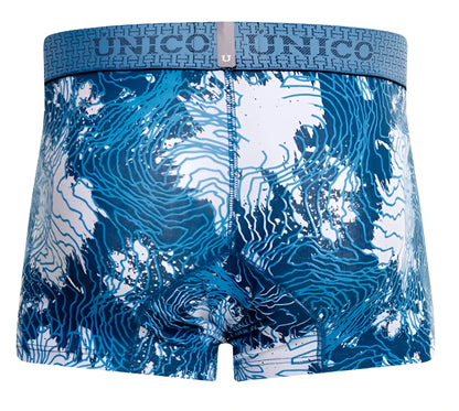 Unico 25020100117 barniz trunks blue and white topographic pattern men’s boxer briefs designed for comfort