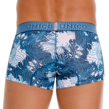 Blue and white topographic patterned unico 25020100117 barniz trunks men’s boxer briefs color 46 blue