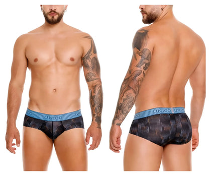 Unico epitome briefs color 99 black men’s black and blue patterned briefs with textured woven design