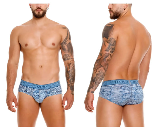 Blue unico 25020101111 ostion briefs with a textured weave and branded waistband in color 46-blue