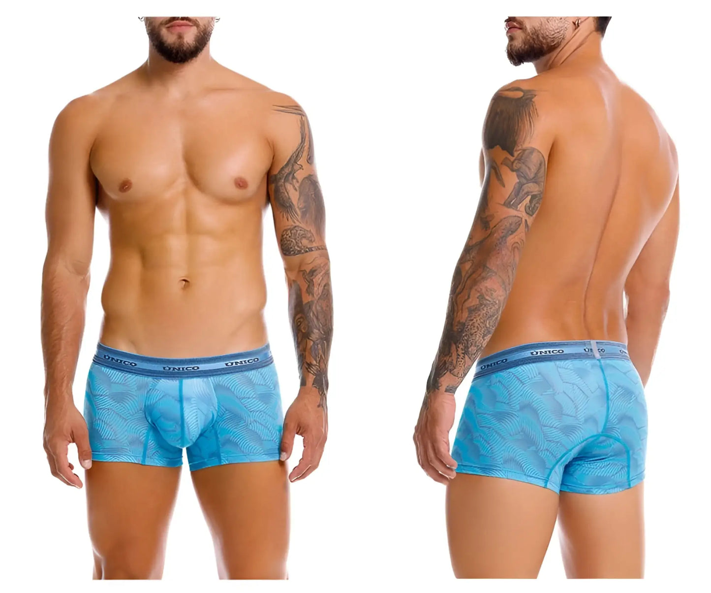 Blue patterned unico 25040100101 estraña trunks men’s boxer briefs in color 46-blue showing front view