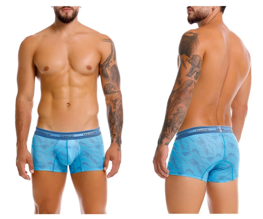 Blue patterned unico 25040100101 estraña trunks men’s boxer briefs in color 46-blue showing front view