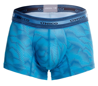 Blue patterned unico 25040100101 estraaza trunks with subtle wave design and elastic waistband men’s boxer briefs