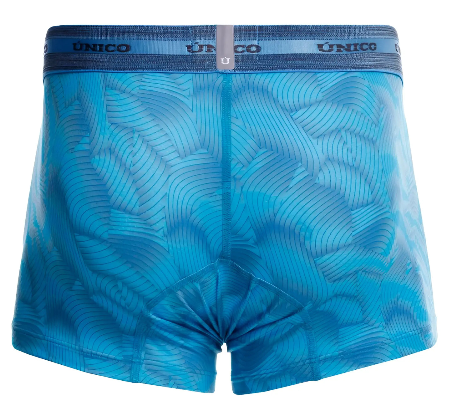 Blue patterned unico 25040100101 Estraza men’s boxer briefs with subtle leaf design and elastic waistband