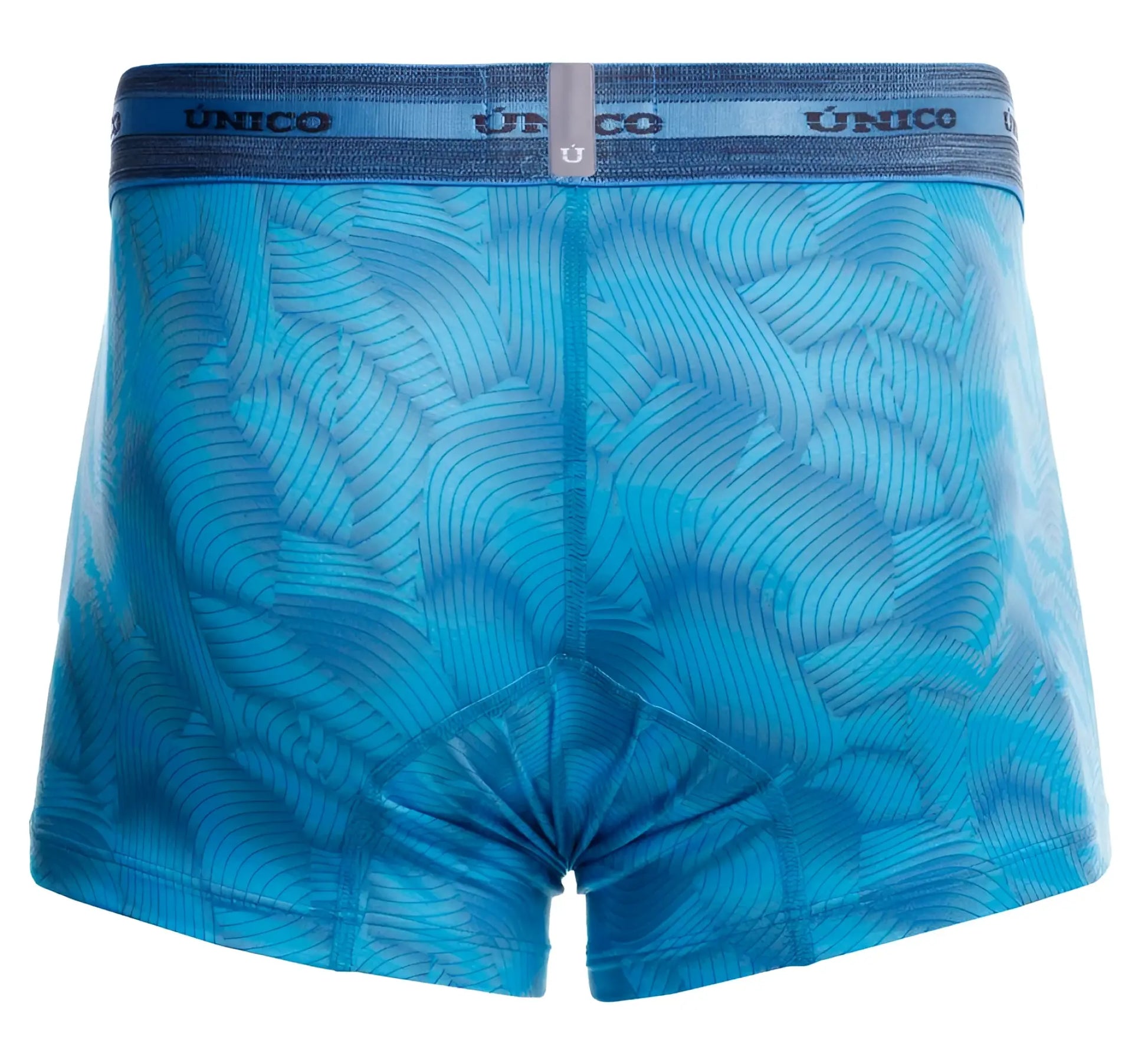 Blue patterned unico 25040100101 Estraza men’s boxer briefs with subtle leaf design and elastic waistband