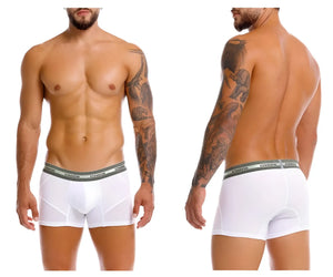 White unico men’s boxer briefs with gray branded elastic waistband in comfortable breathable fabric
