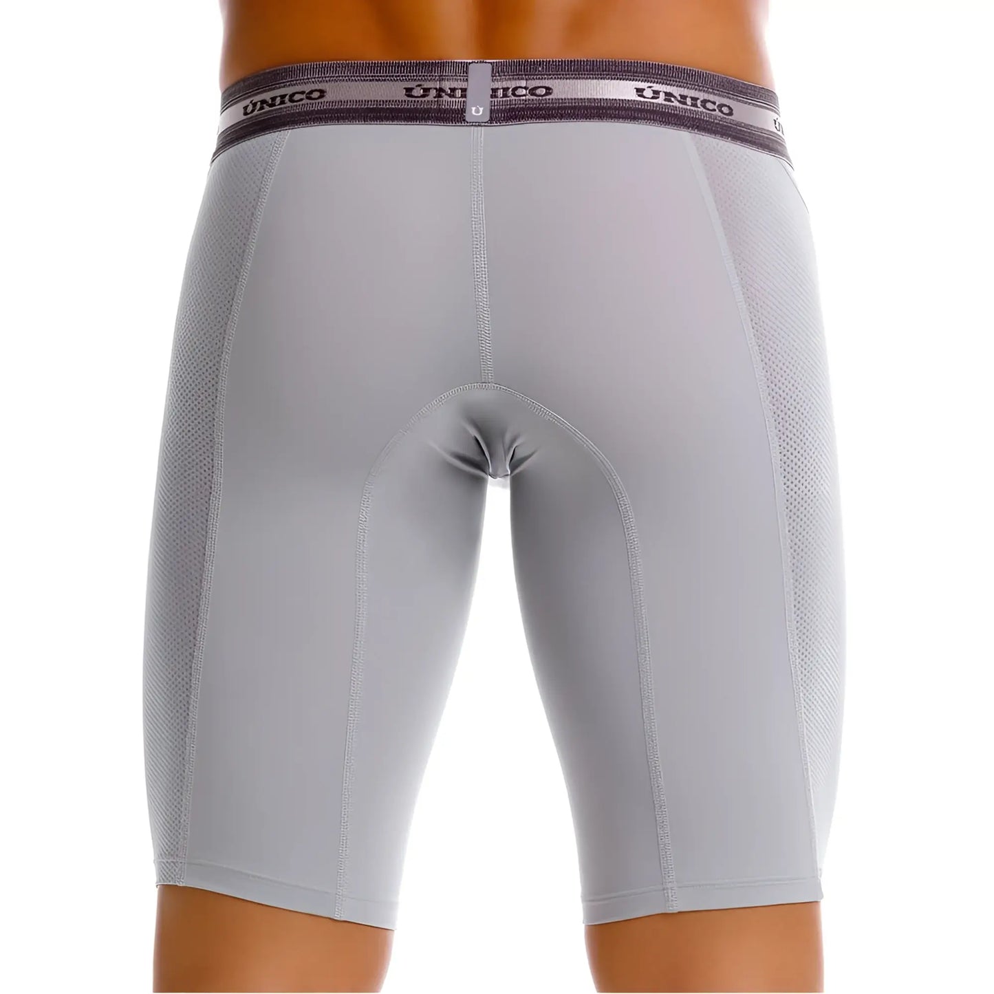 Gray unico 25040100323 albaricoque boxer briefs with textured mesh back panel and elastic waistband in gray