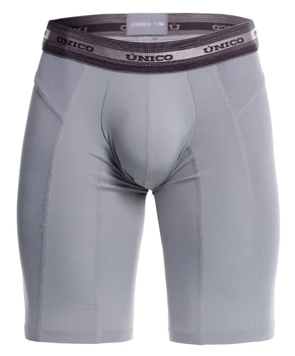 Gray unico 25040100323 albaricoque men’s compression briefs with dark gray waistband and white brand lettering