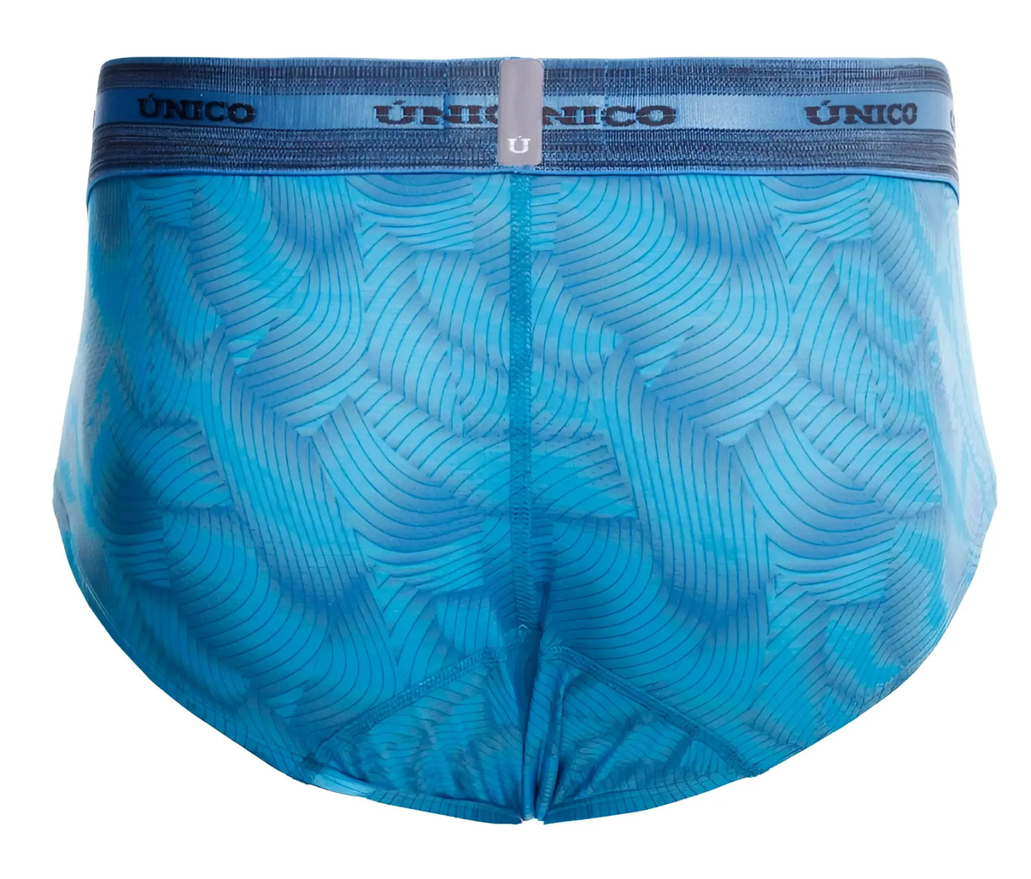 Blue patterned unico 25040101101 estraña briefs with subtle wave design and elastic waistband in color 46 blue