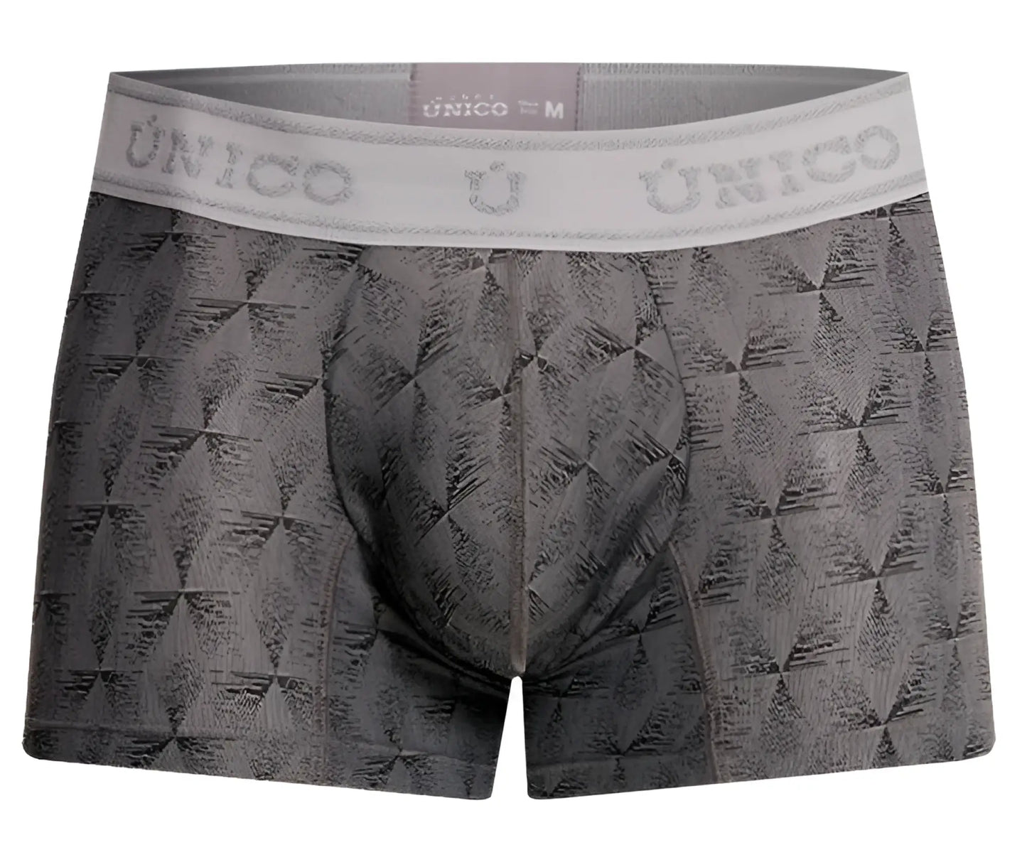 Gray patterned men’s boxer briefs with white unico waistband in chisell trunks color 59 gray style 25050100103