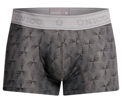 Gray patterned men’s boxer briefs with white unico waistband in chisell trunks color 59 gray style 25050100103