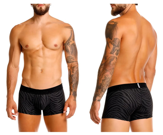 Black unico 25050100104 zelmur trunks with subtle gray zebra stripes and branded elastic waistband