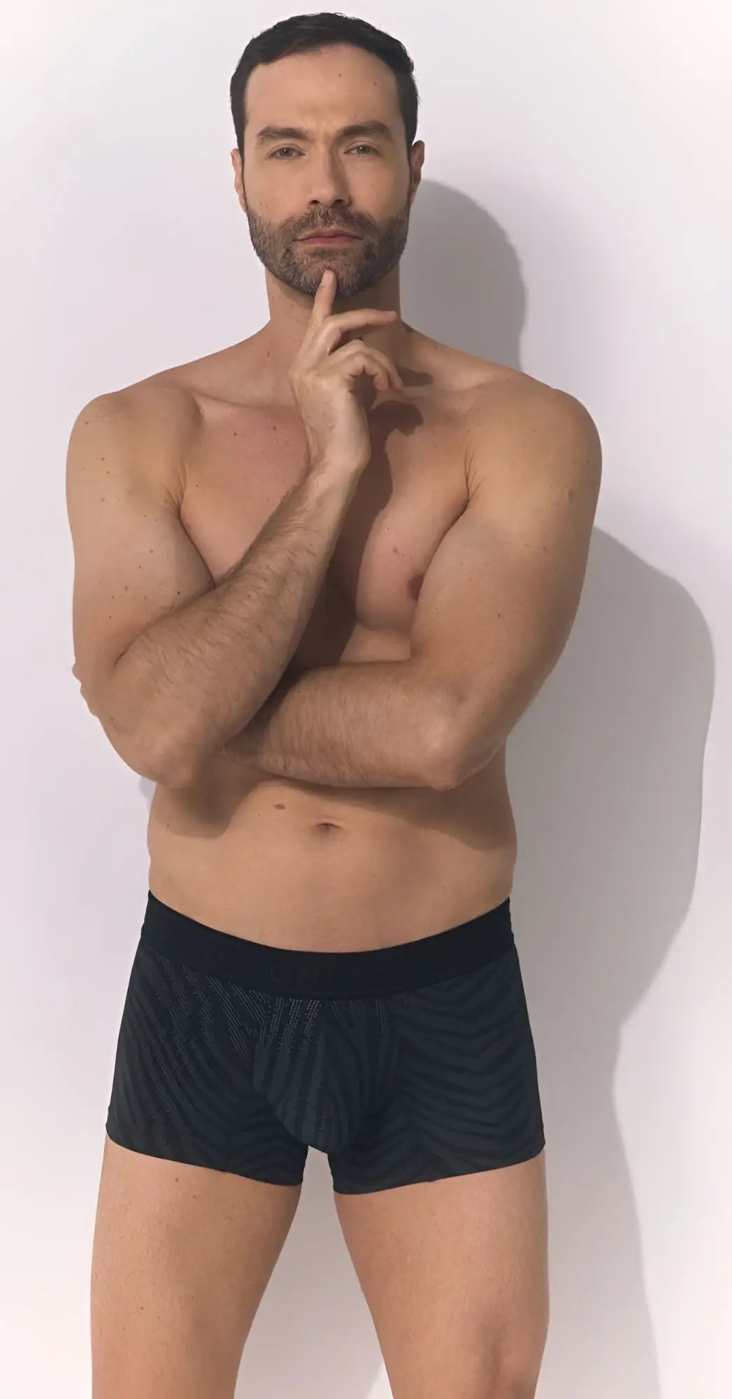 Unico zelmur trunks men’s boxer briefs in black with a black patterned fabric and solid black waistband