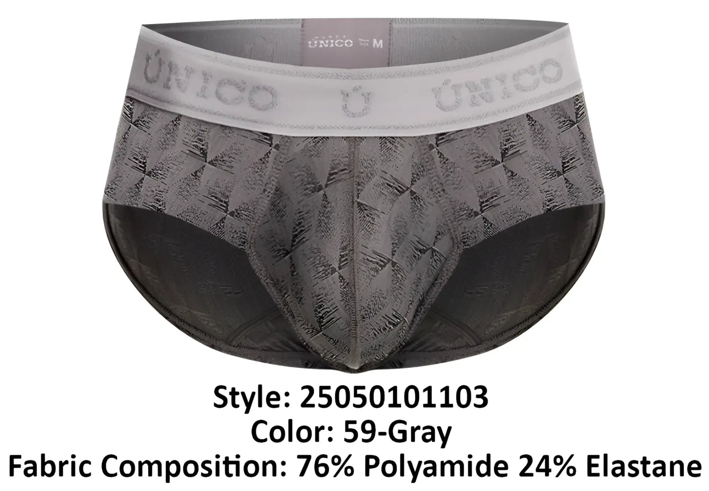 Gray unico 25050101103 chisell briefs with textured geometric pattern and elastic waistband for comfortable fit