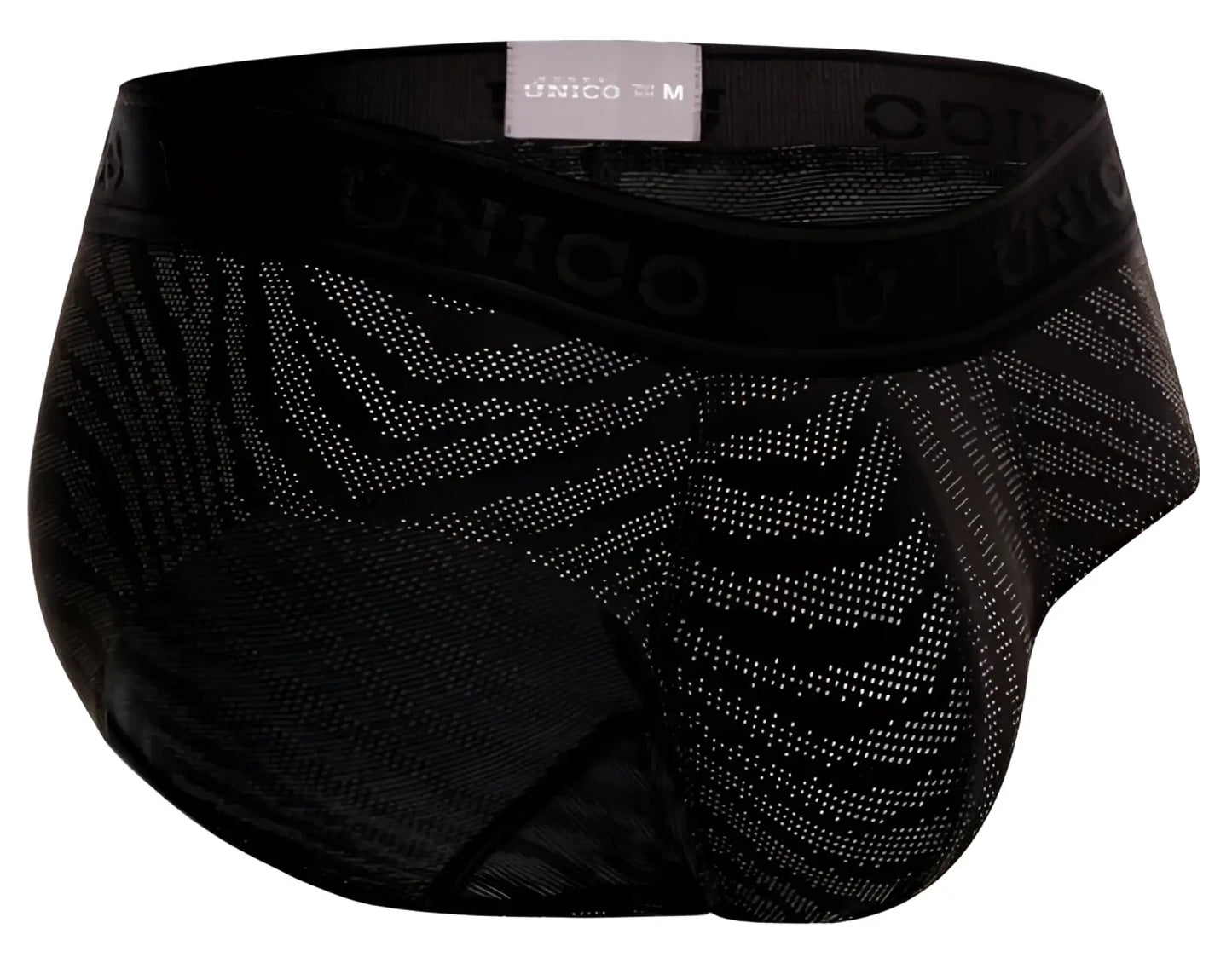 Black unico zelmer briefs with subtle geometric pattern and elastic waistband in color 99 black