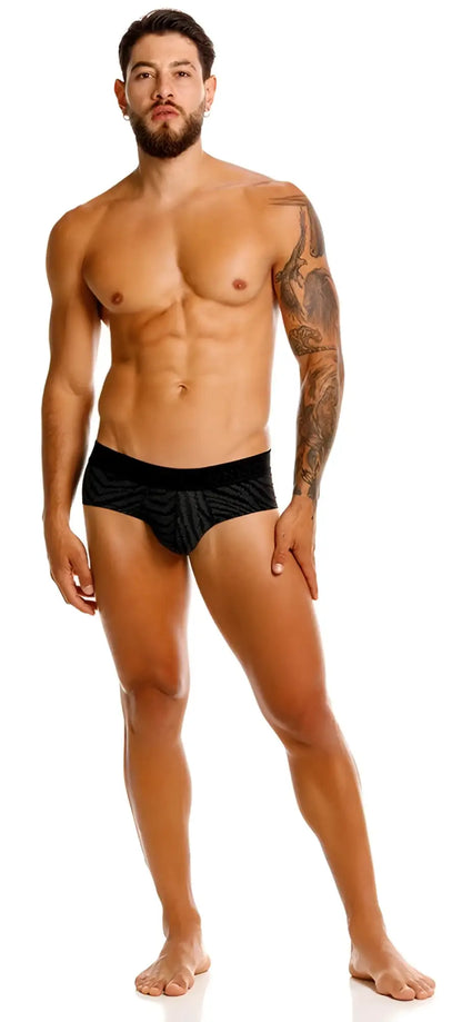 Unico 25050101104 zelmur briefs in black with a textured woven pattern for comfortable everyday wear
