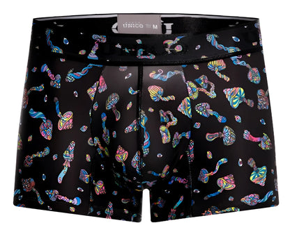 Black unico 25060100103 hongos trunks men’s boxer briefs with vibrant psychedelic mushroom pattern in iridescent hues