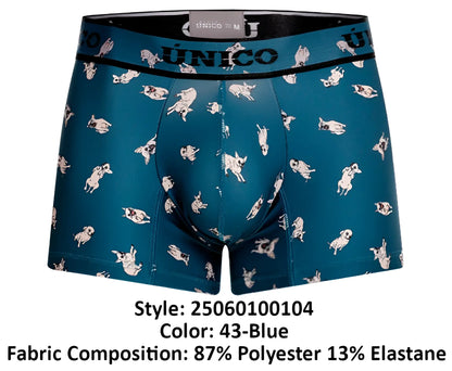 Teal unico 25060100104 chihuahua trunks men’s boxer briefs with white and gray pug dog pattern