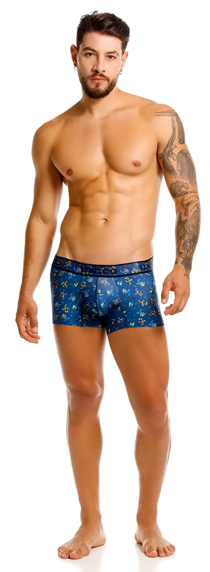Blue floral-patterned men’s briefs unico 25060100106 pacer trunks color 46 blue in soft breathable fabric